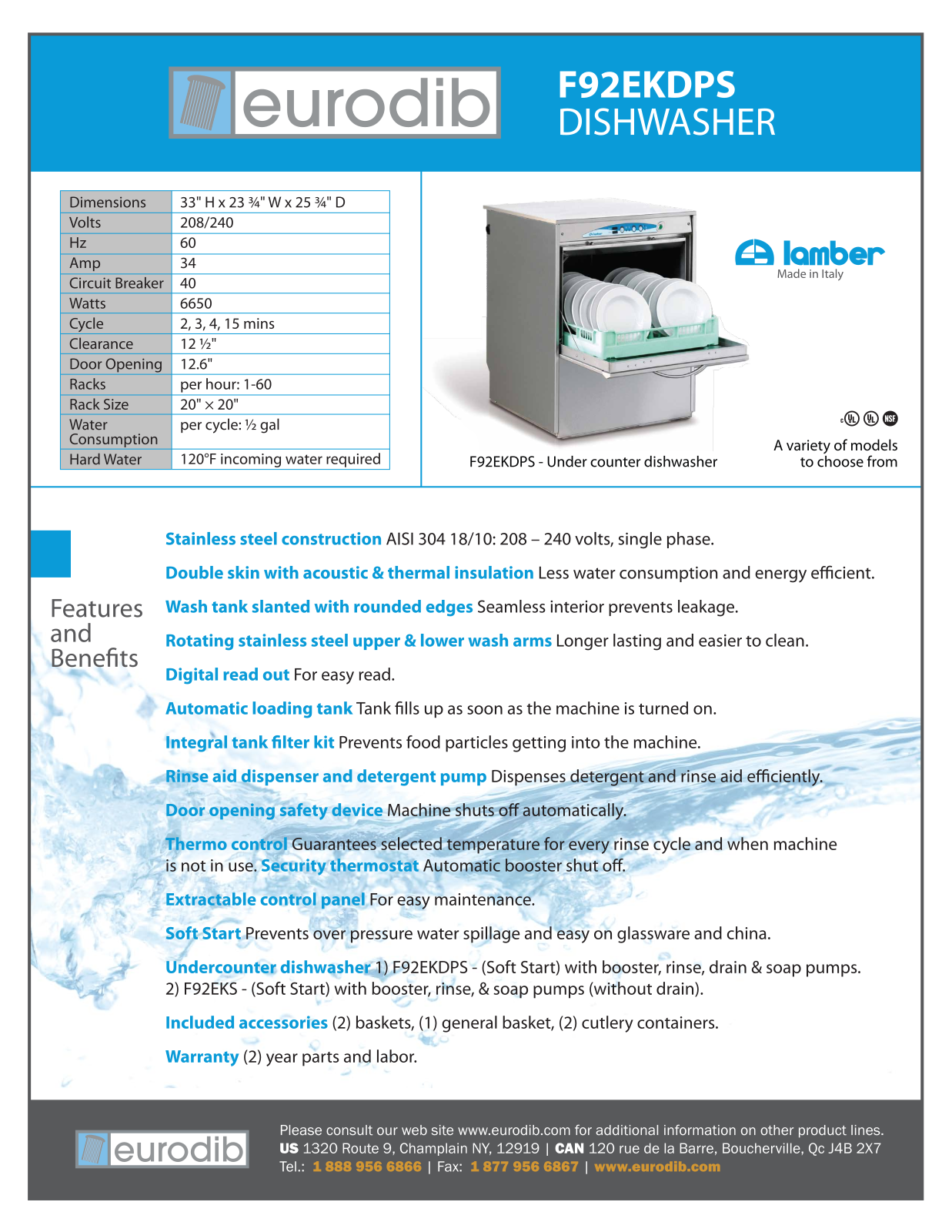 Eurodib F92EKDPS User Manual