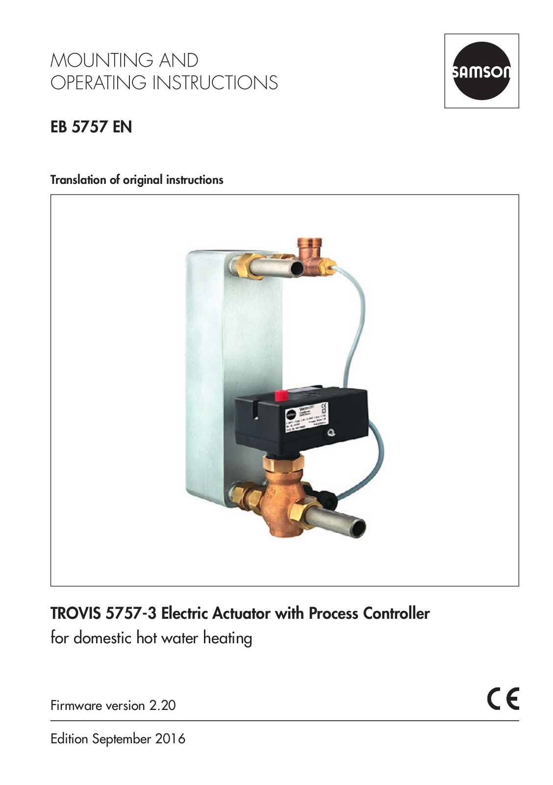 Samson TROVIS 5757-3 Mounting And Operating Instructions