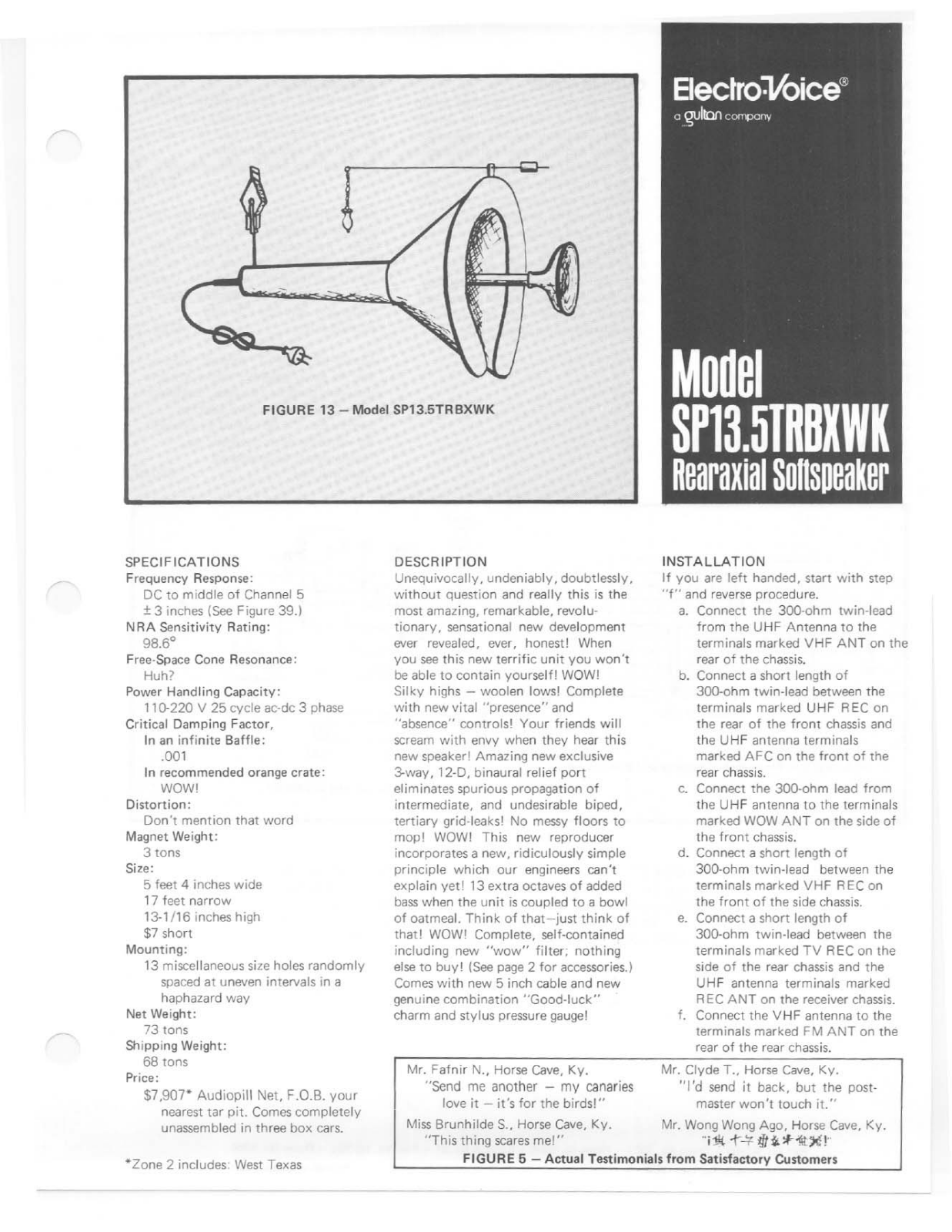 Electro-Voice SP13.5TRBXWK User Manual