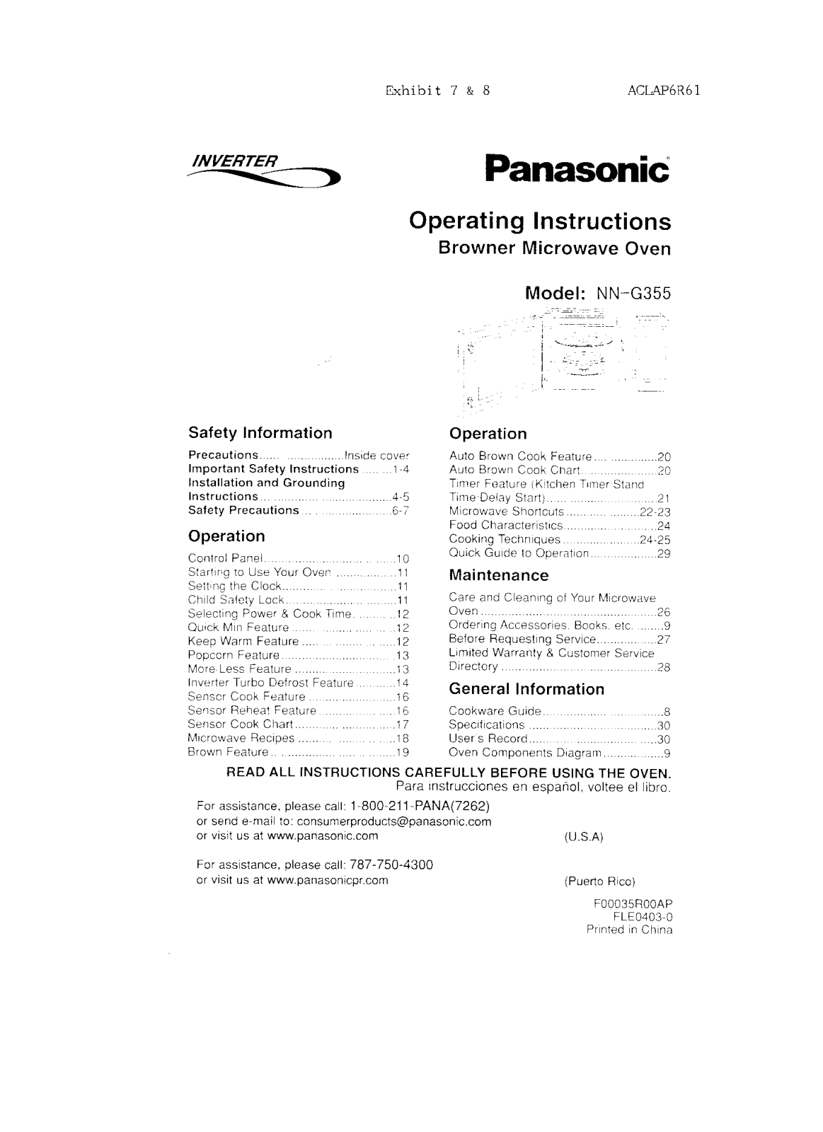 Panasonic AP6R61 Owners Manual