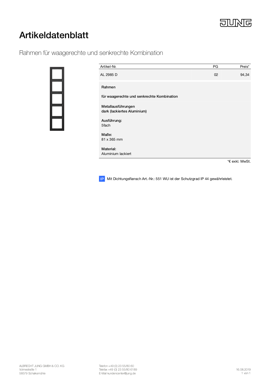 Jung AL 2985 D User Manual