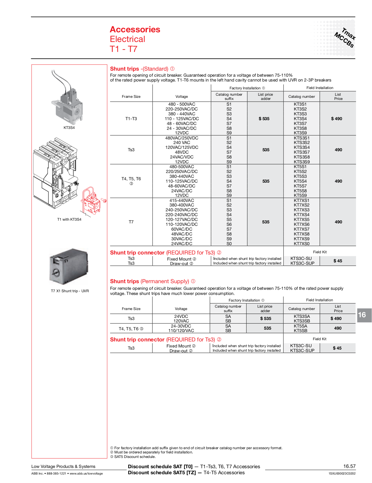 ABB T1, T2, T3, T4, T5 Accessories Catalog