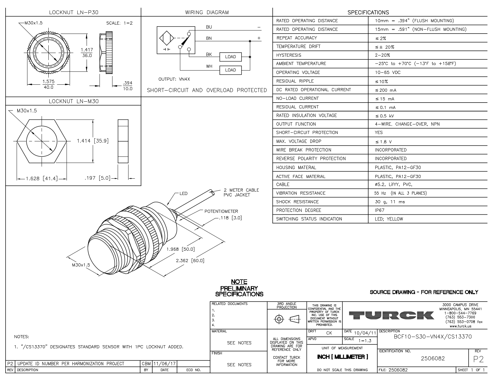 Turck BCF10-S30-VN4X/CS13370 Data Sheet