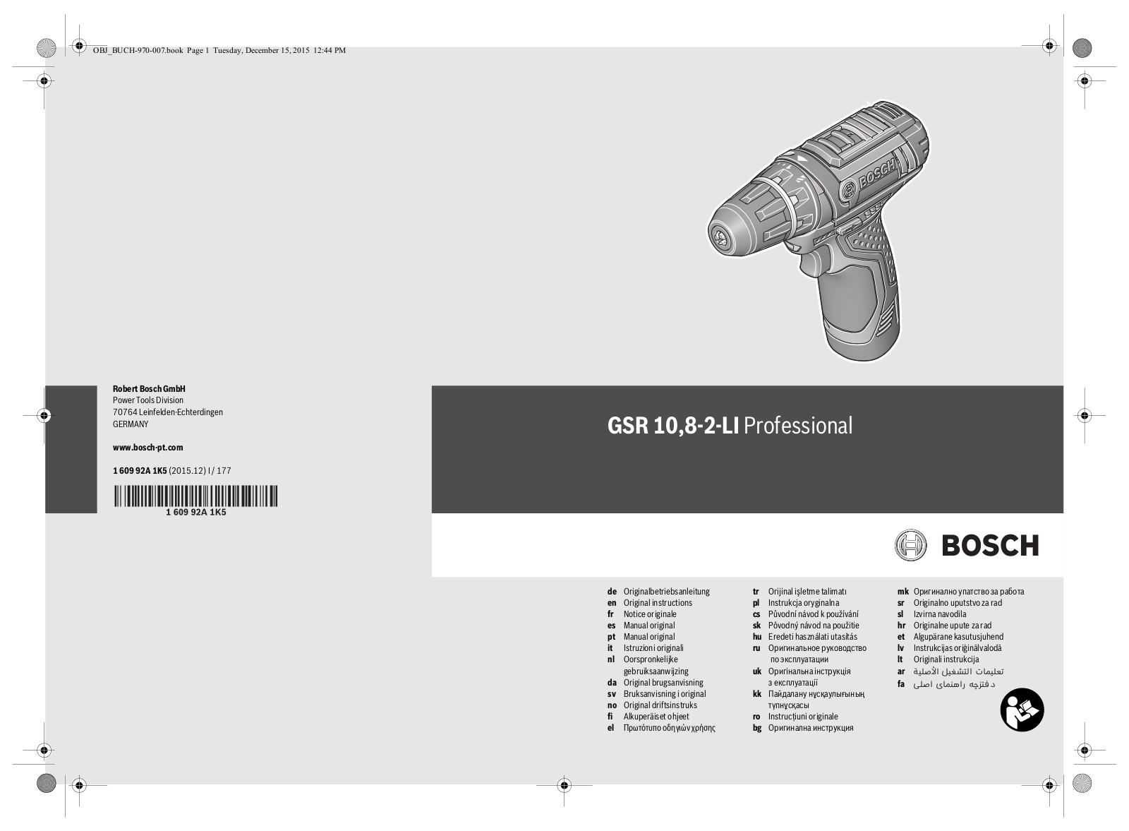 Bosch GSR 10.8-2-LI Professional User guide