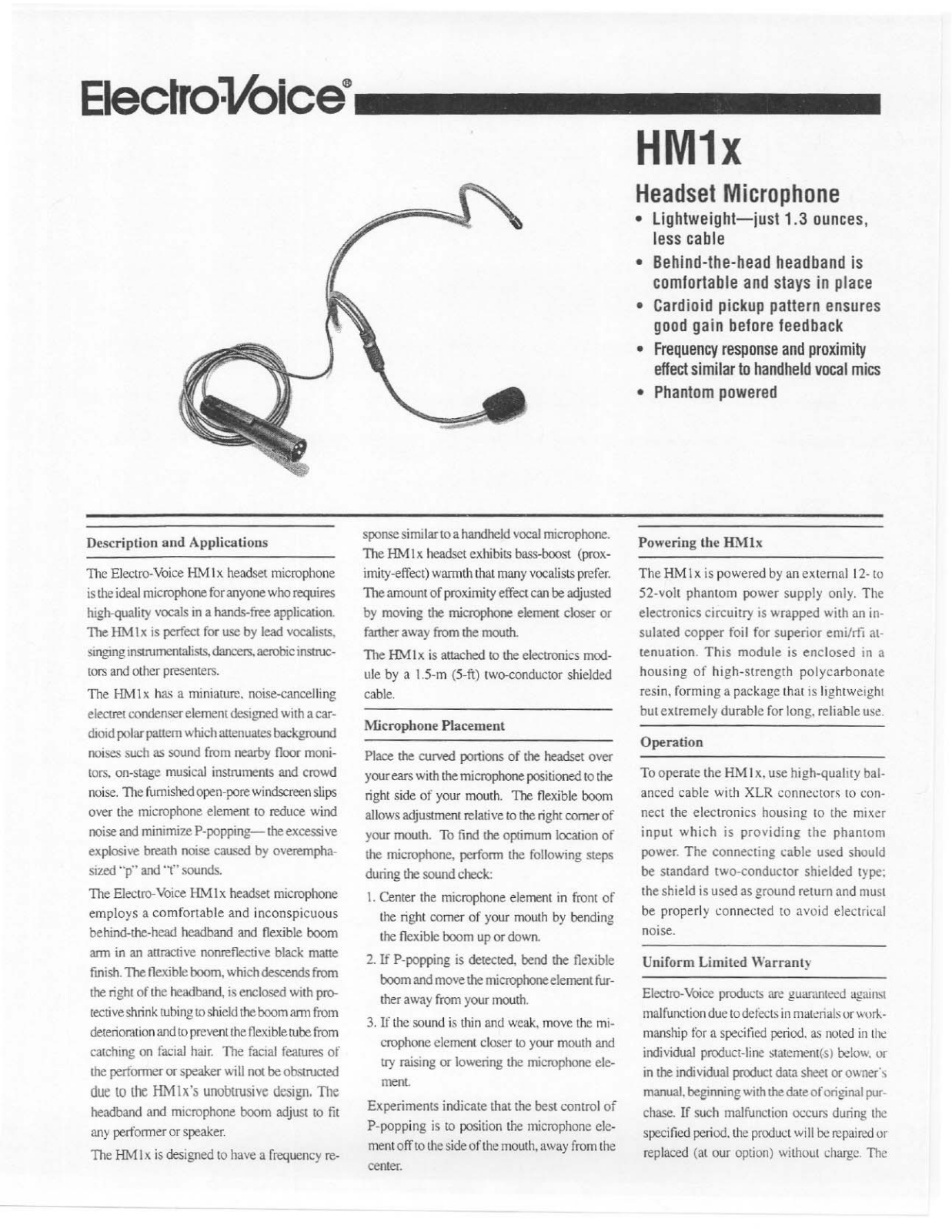 Electro-Voice HM1x User Manual