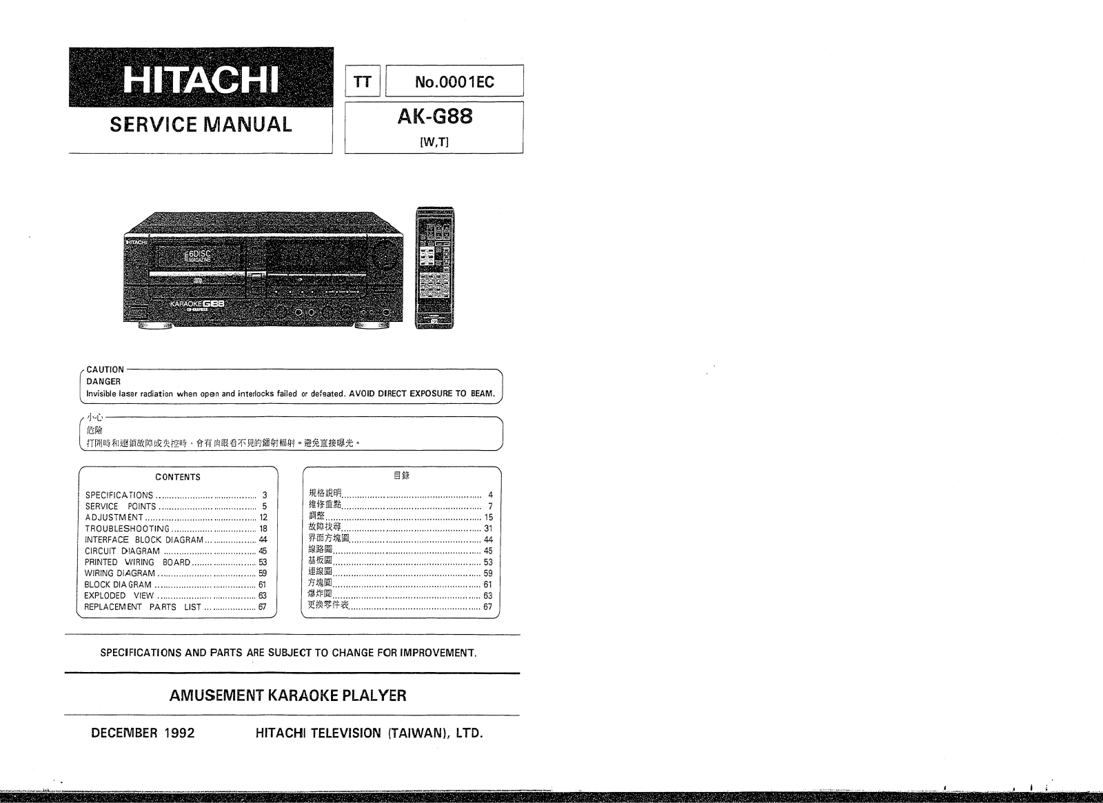 Hitachi AKG-88 Service Manual