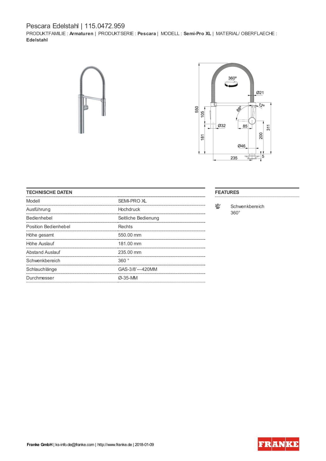 Franke 115.0472.959 Service Manual