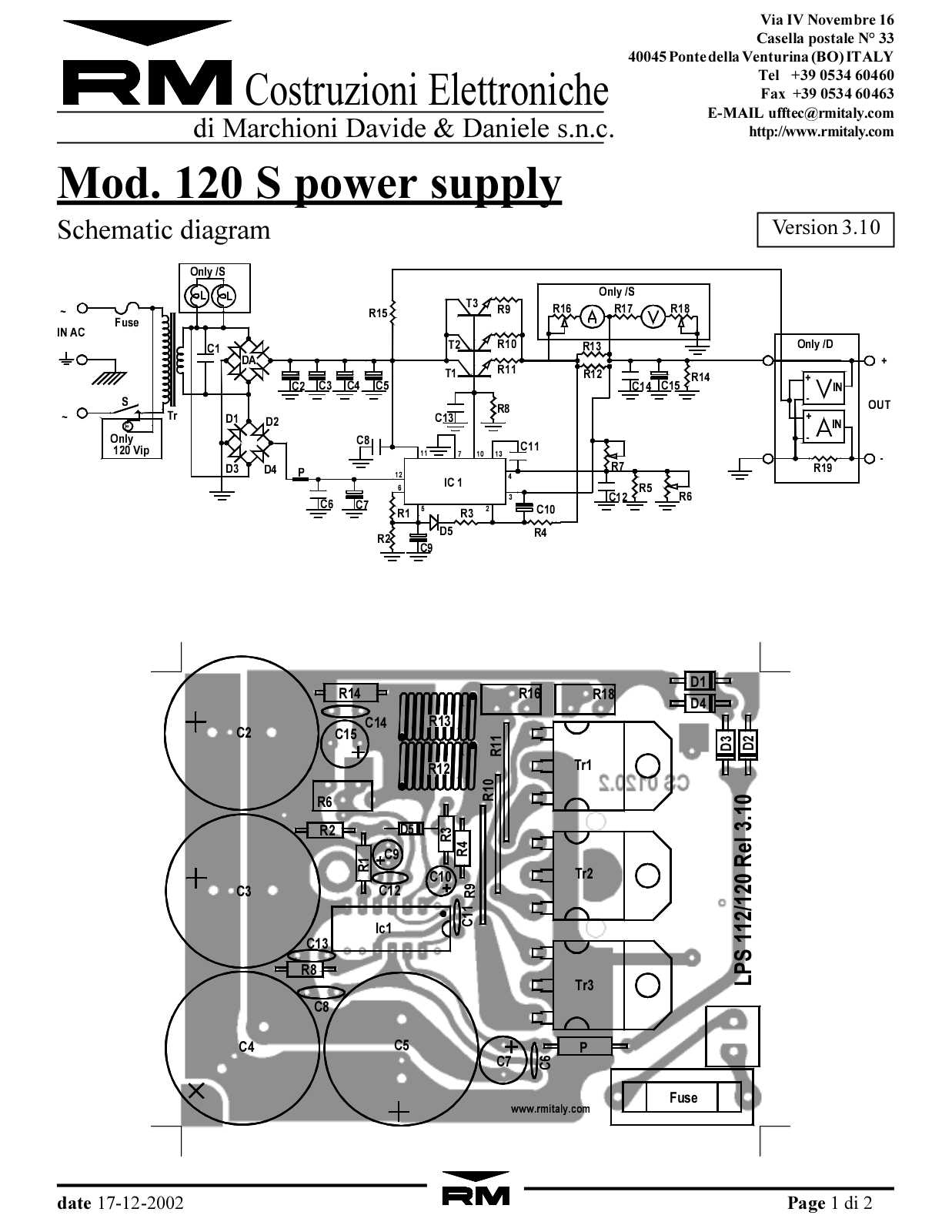 LPS 120S, 5-15V, Max Load 20A, 14A Schematic