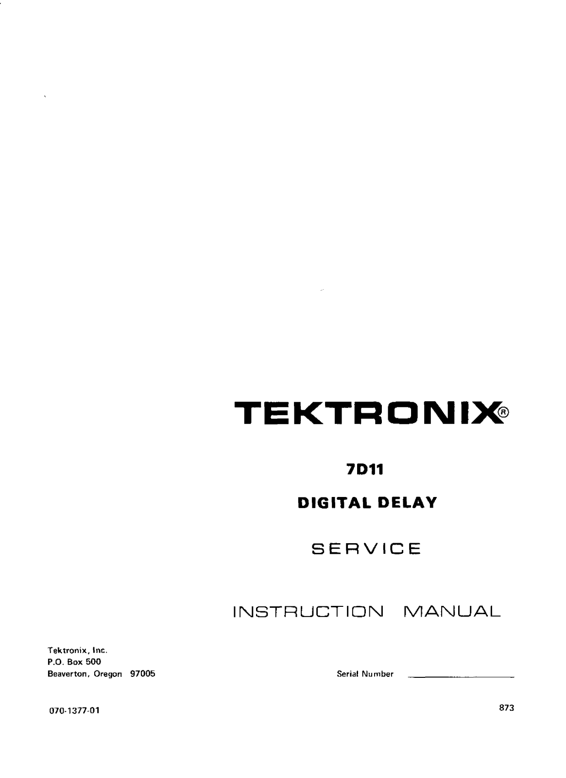 Tektronix 7D11 Service Manual