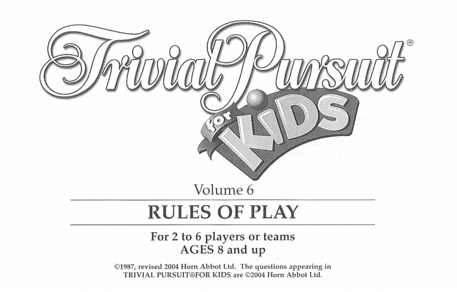 HASBRO Trivial Pursuit for Kids User Manual