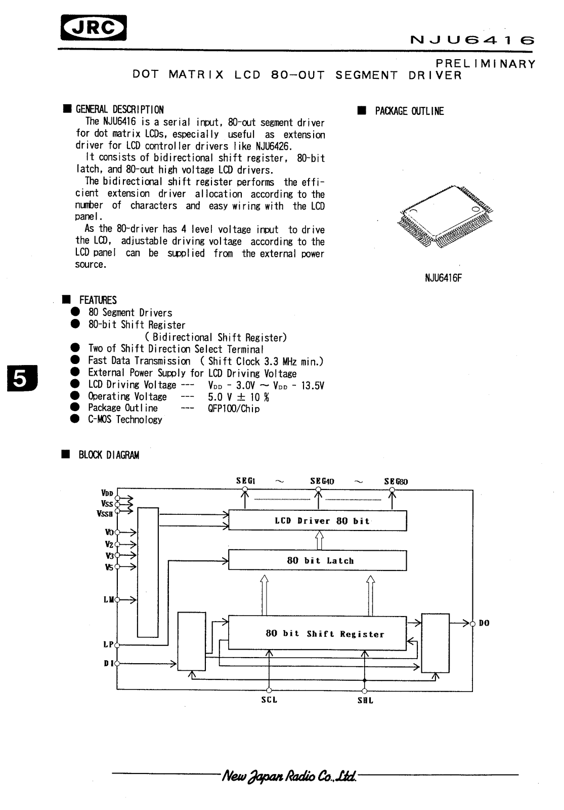 JRC NJU6416F Datasheet