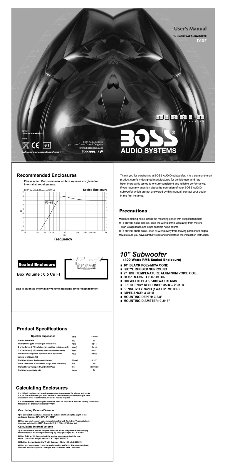 Boss Audio D10F User Manual