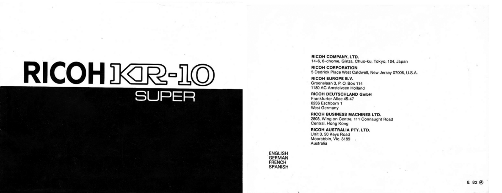 Ricoh KR-10 Super Instruction Manual