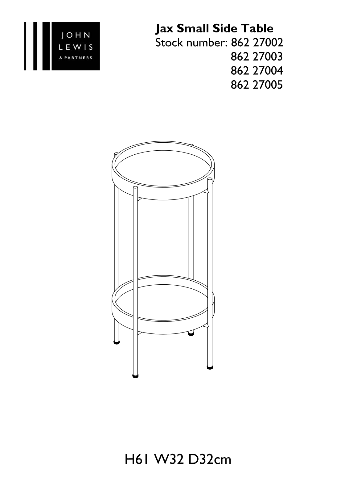 John Lewis Jax Small Side Table User Manual