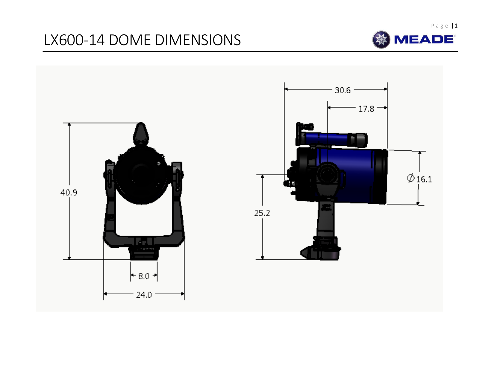 Meade LX600 -14 Dimensions - ManualMachine.com