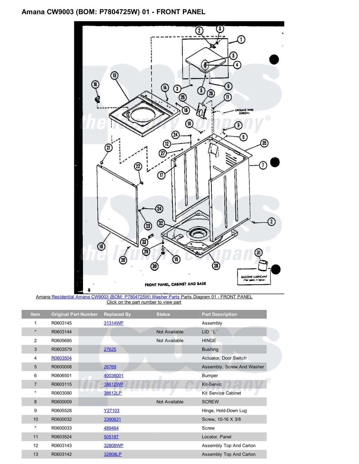 Amana CW9003 Parts Diagram