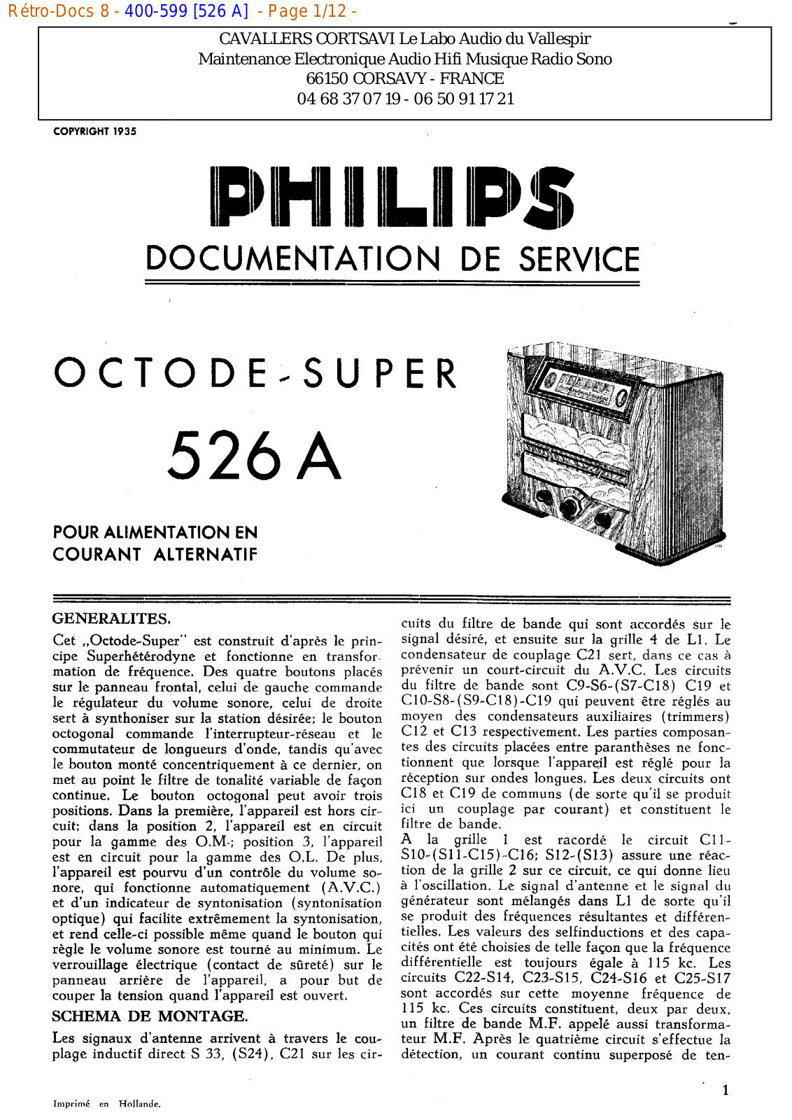 Philips 526 a Datasheet - ManualMachine.com