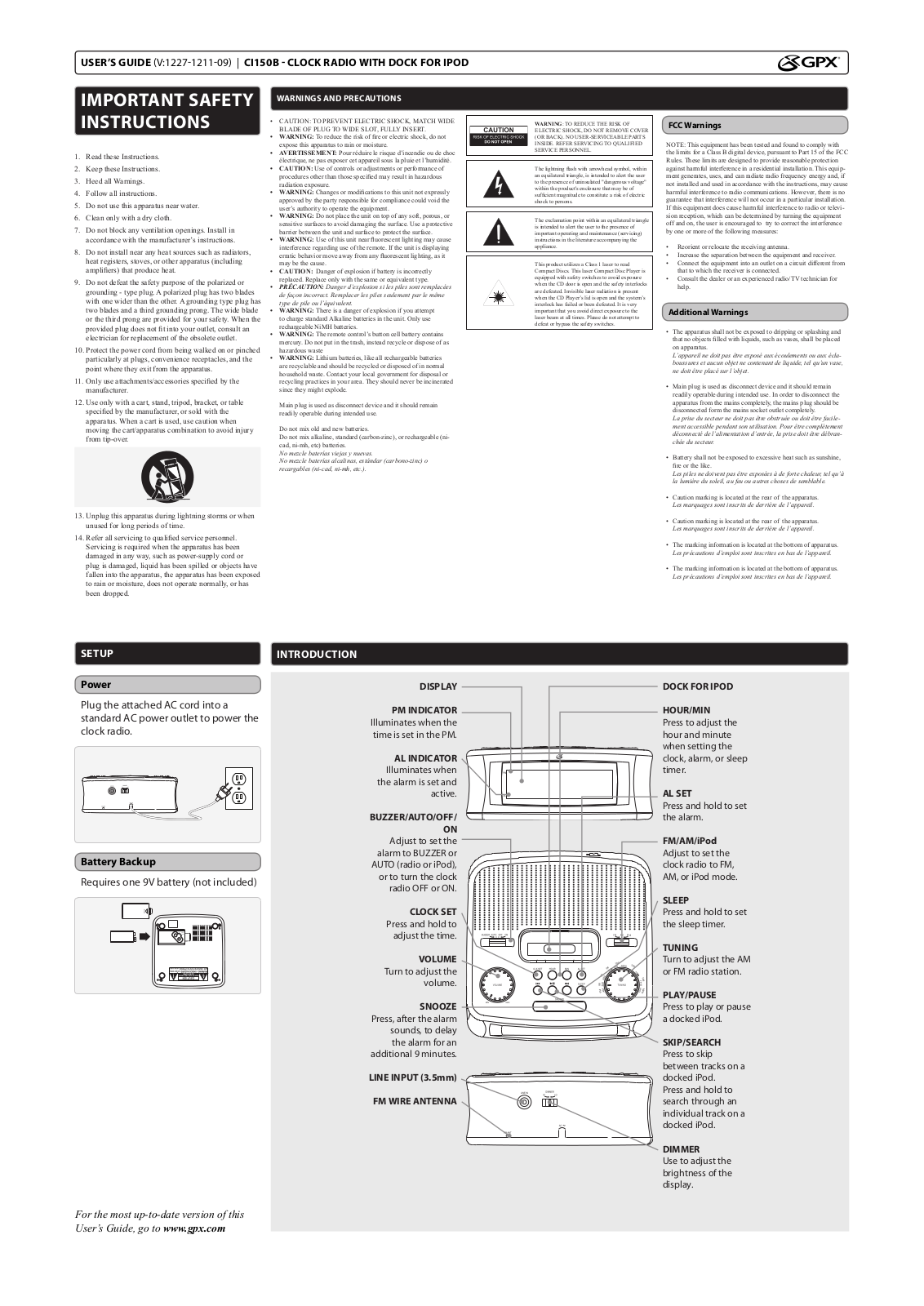 GPX CI150B User Manual