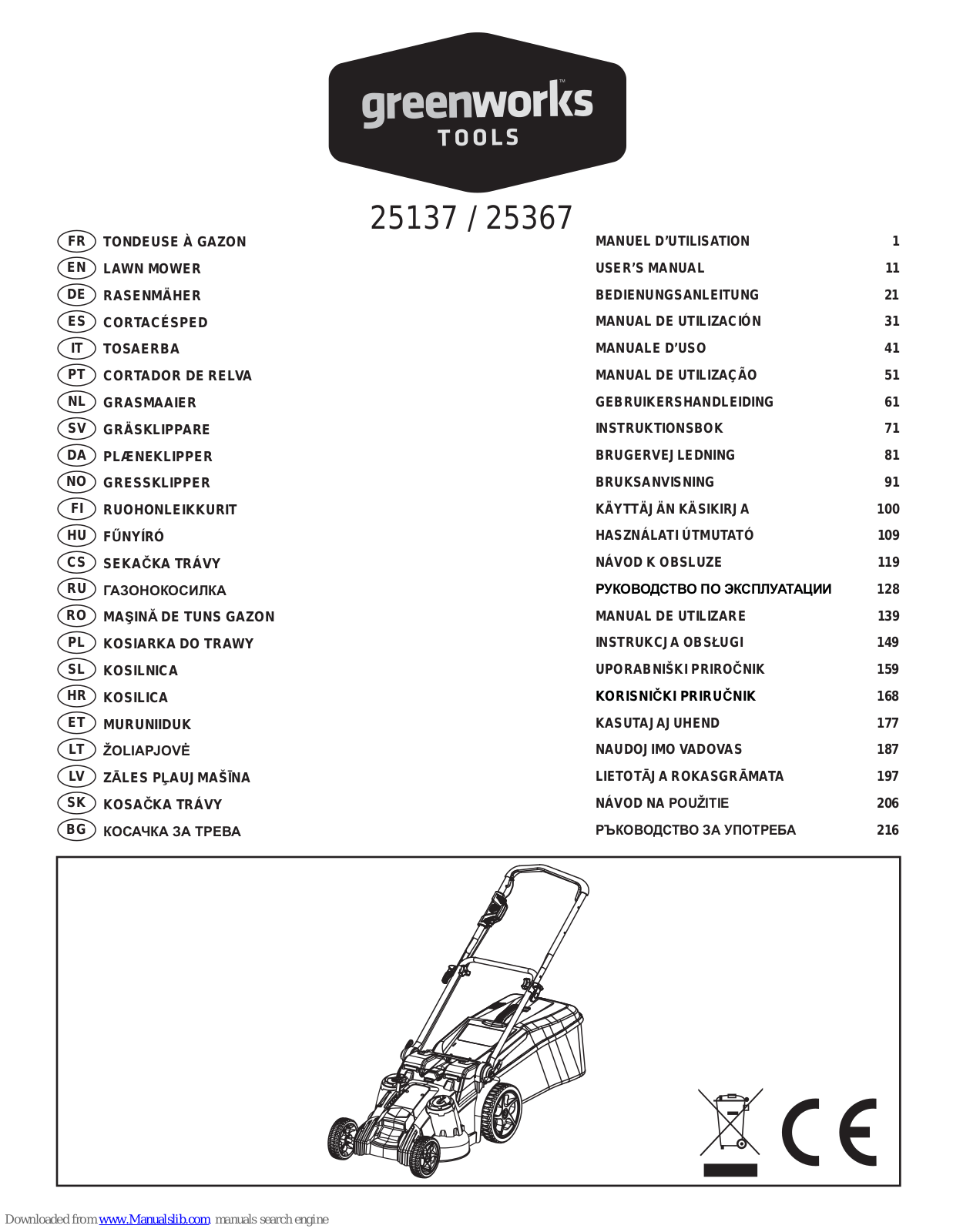 GreenWorks 25137, 25367 User Manual