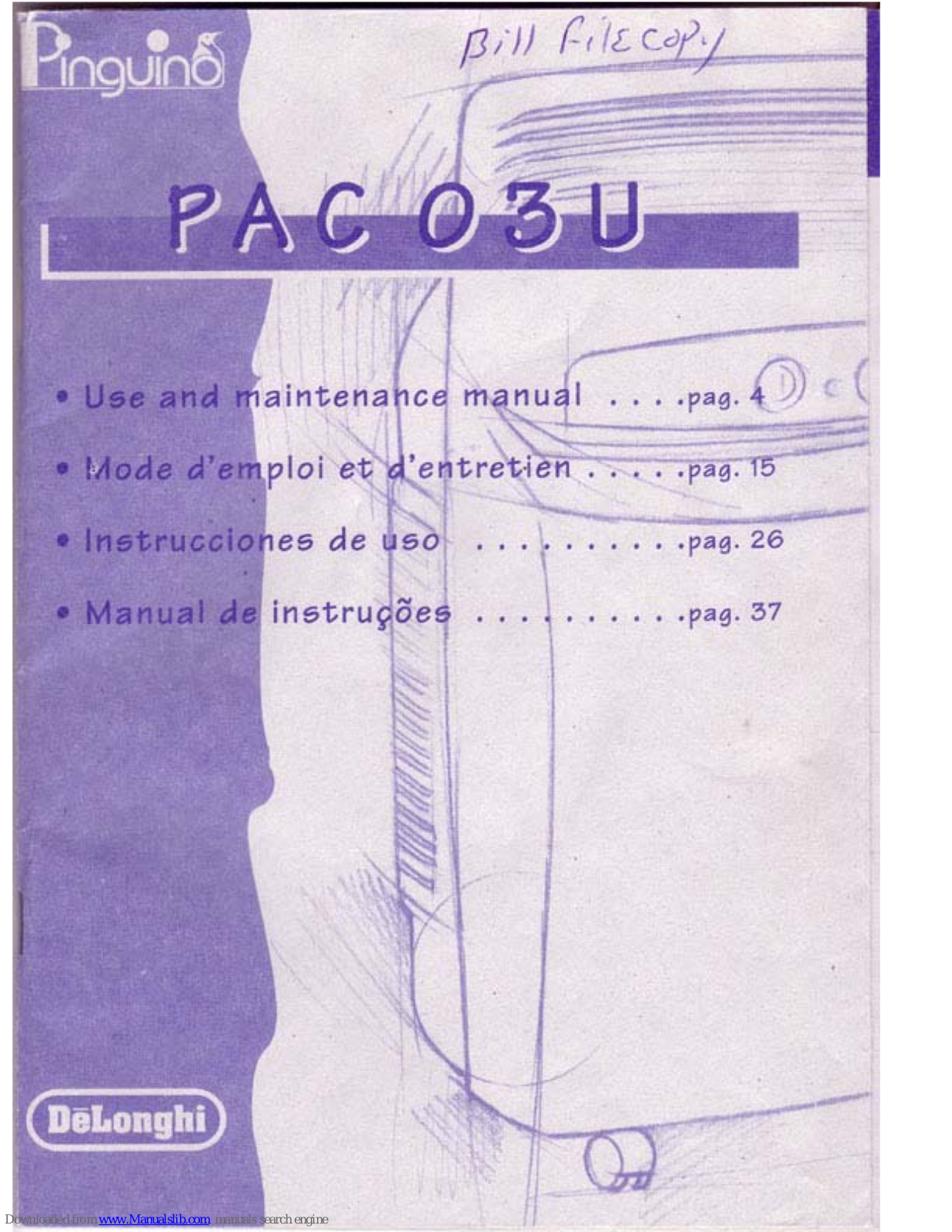 DeLonghi Pinguino PAC03U, PAC03 User Manual