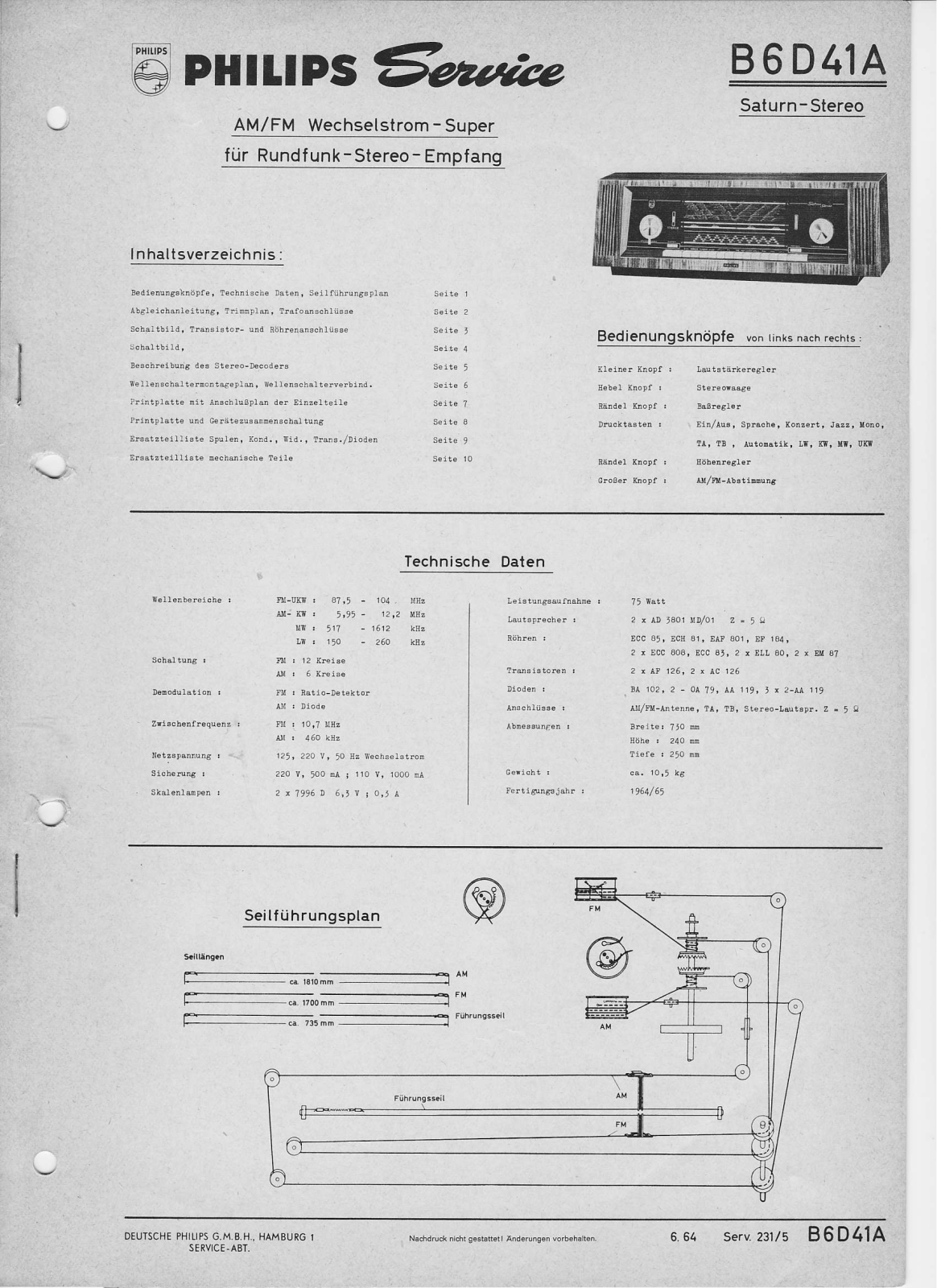 Philips SATURN, B-6-D-41-A Service Manual
