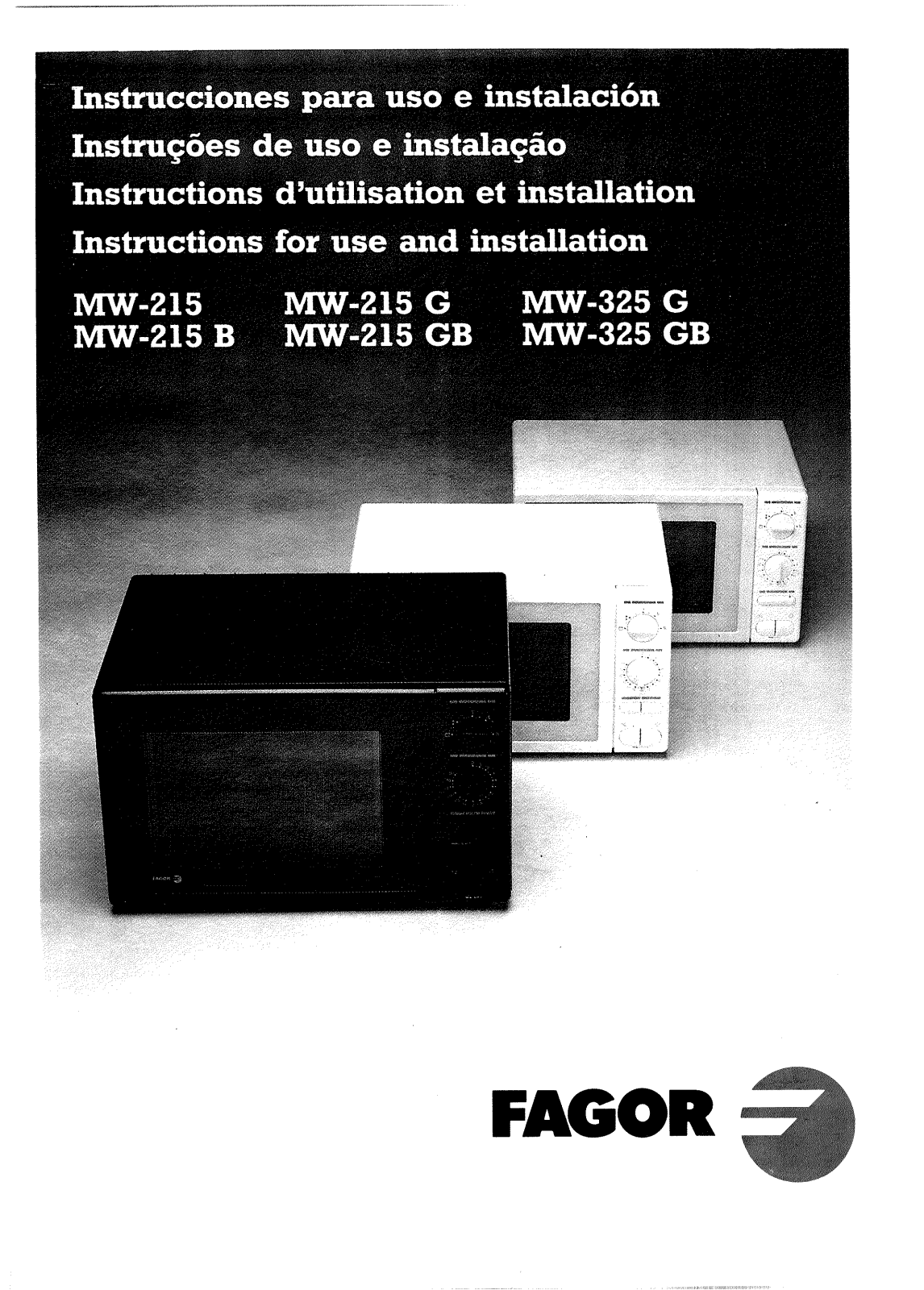 FAGOR MW325GB, MW325G, MW215GB, MW215G, MW215B User Manual