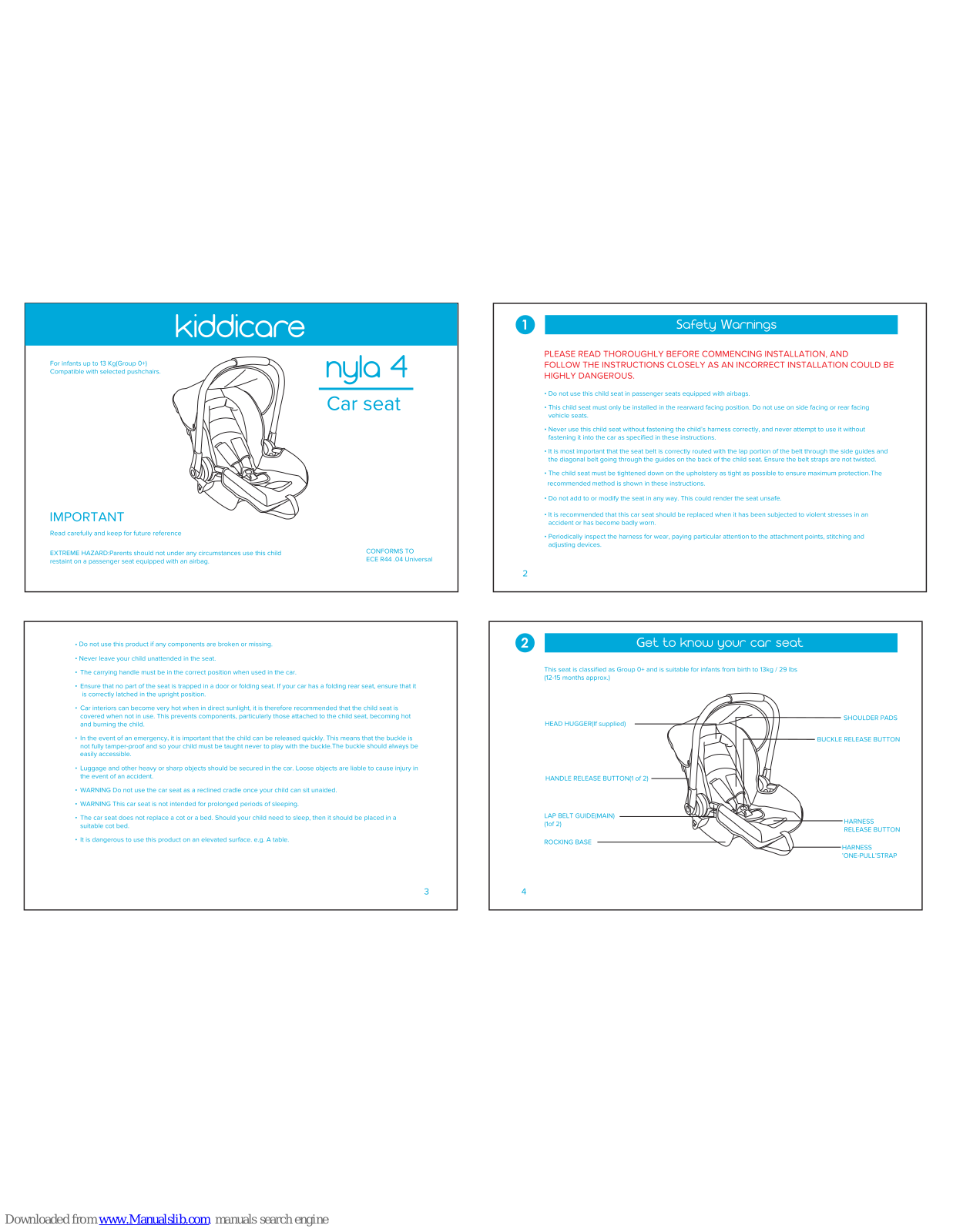 Kiddicare nyla 4 Instructions Manual