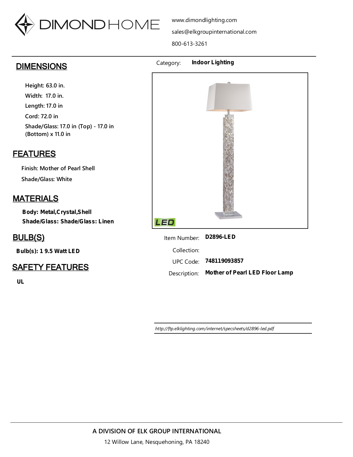 ELK Home D2896LED User Manual