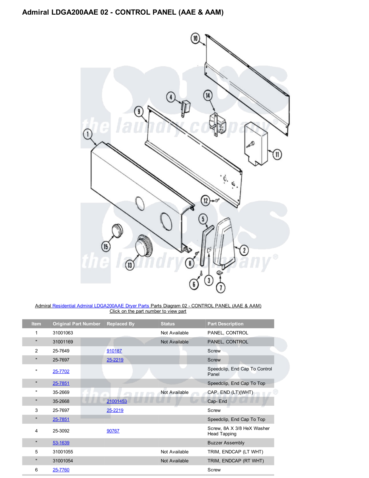 Admiral LDGA200AAE Parts Diagram