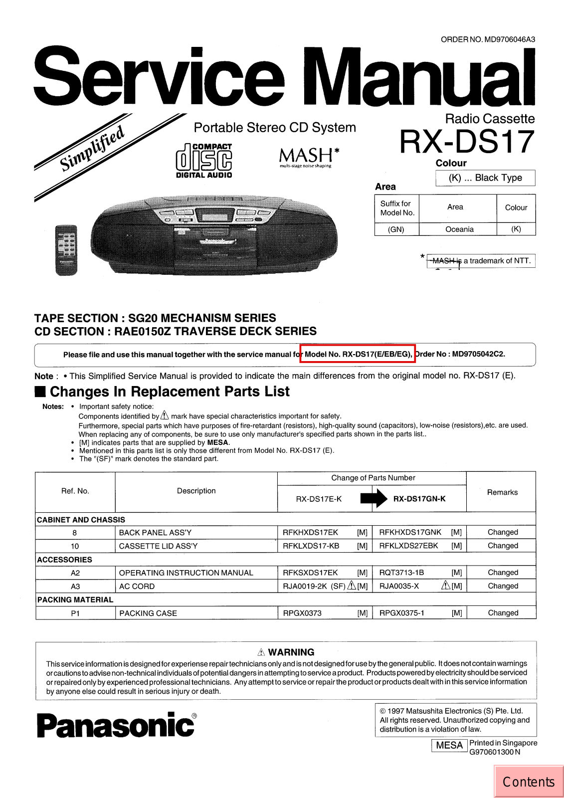 JVC RX DS17 GN Service Manual