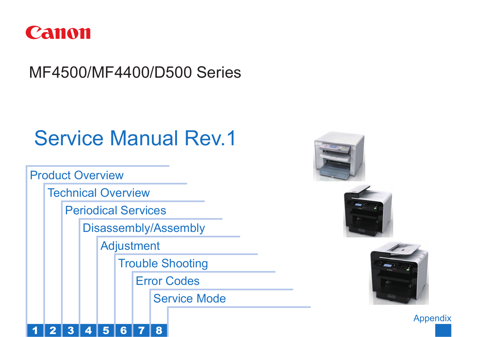 Canon MF4500, MF4400, D500 Service Manual