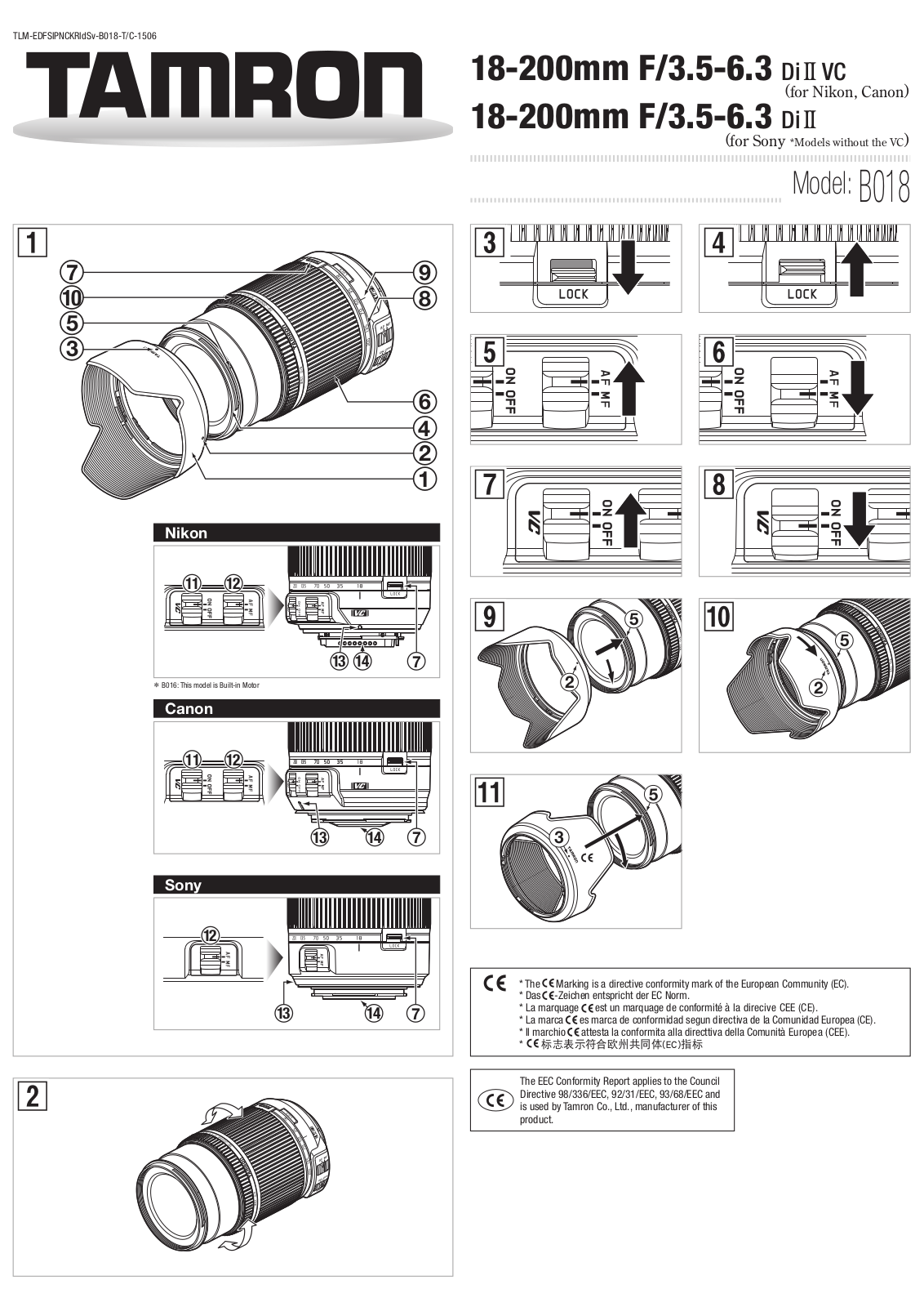Tamron 18-200mm F/3.5-6.3 Di II VC, 18-200mm F/3.5-6.3 Di II User guide