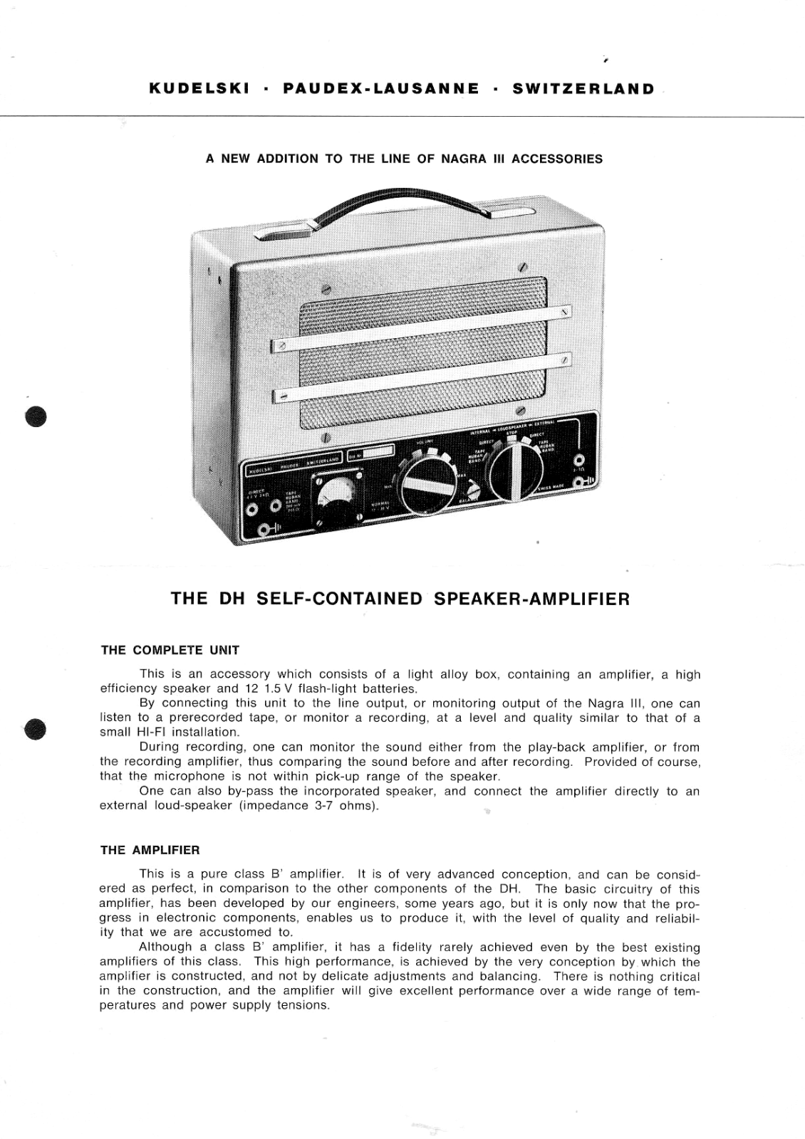 Nagra 3 Brochure