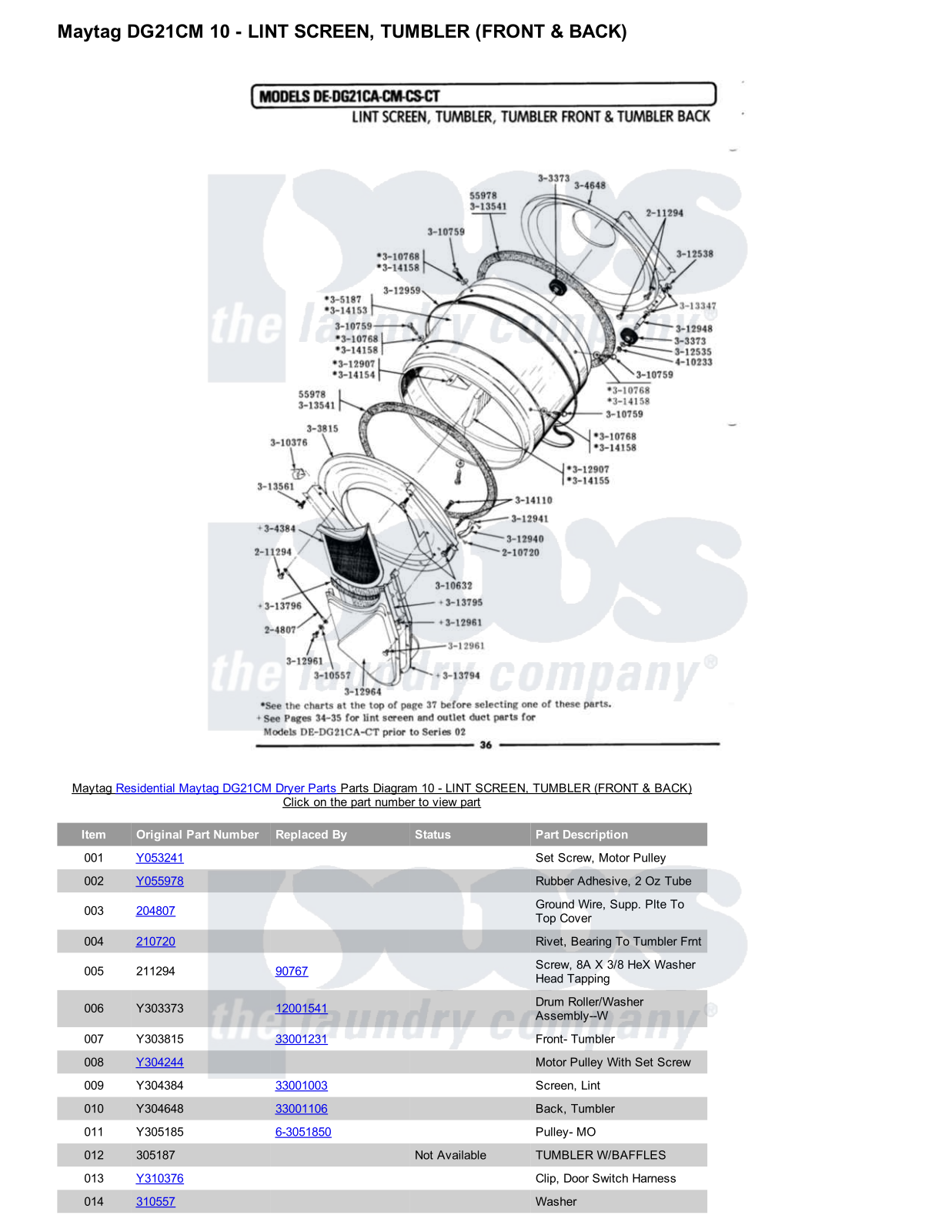 Maytag DG21CM Parts Diagram