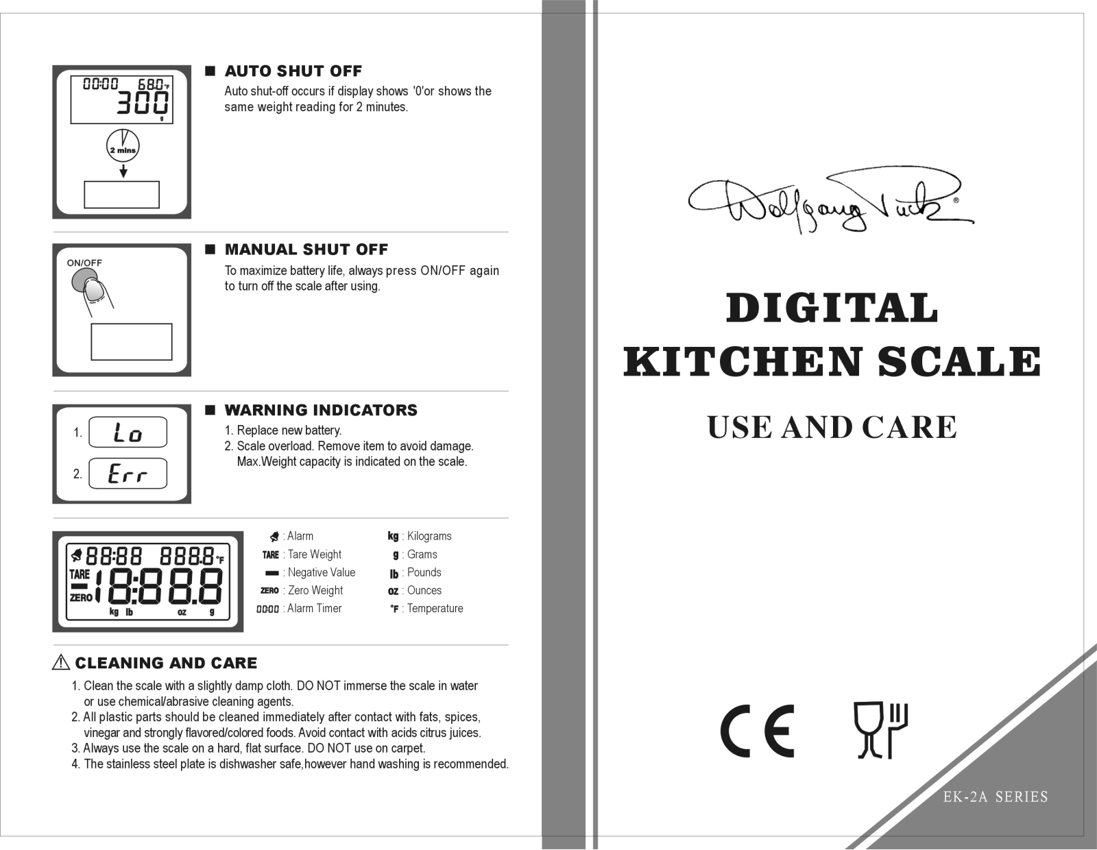 Wolfgang Puck Digital Scale Instruction