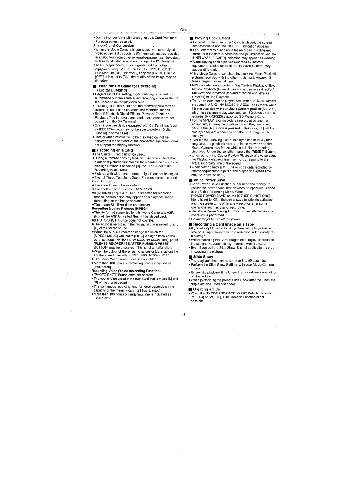 Panasonic NV-GX7 User Manual