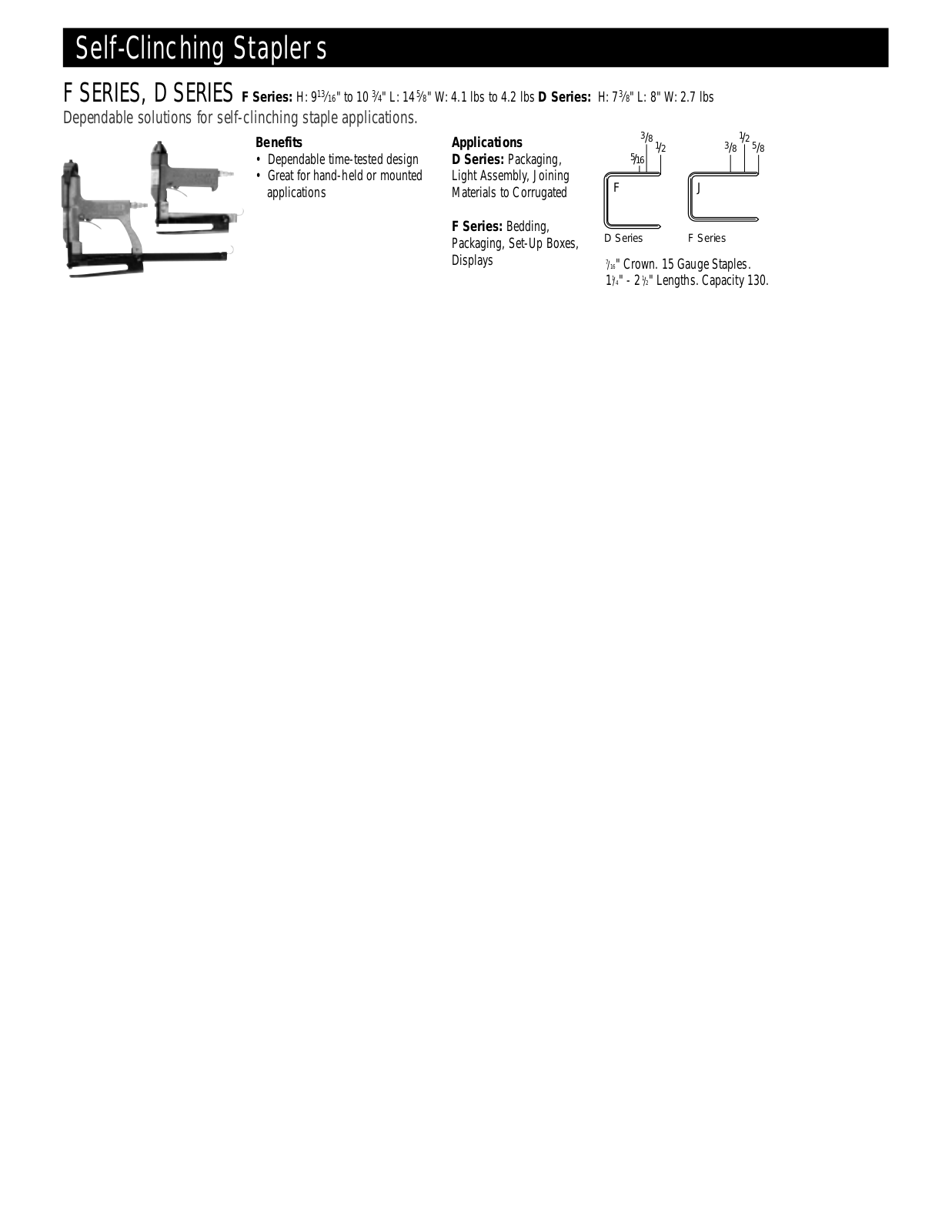 Senco F, Self-Clinching Stapler D, D User Manual