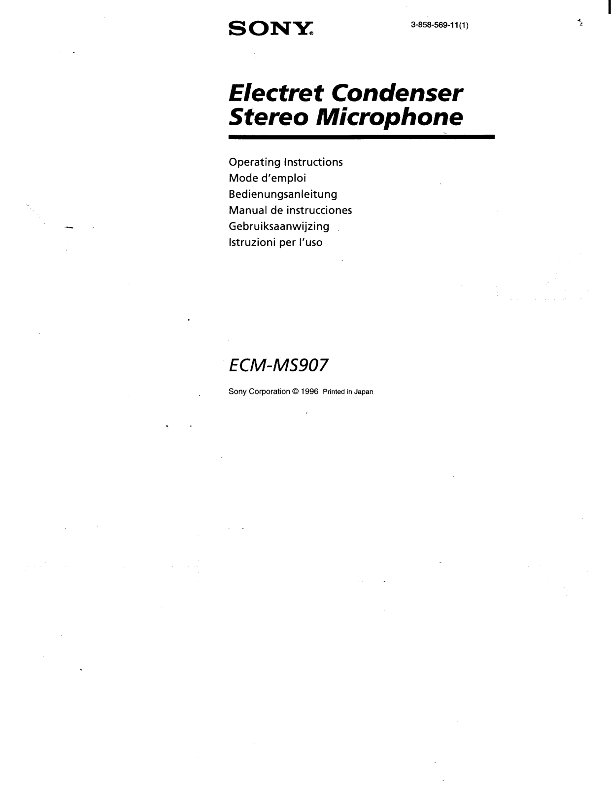 Sony ECM-MS907 Operating manual