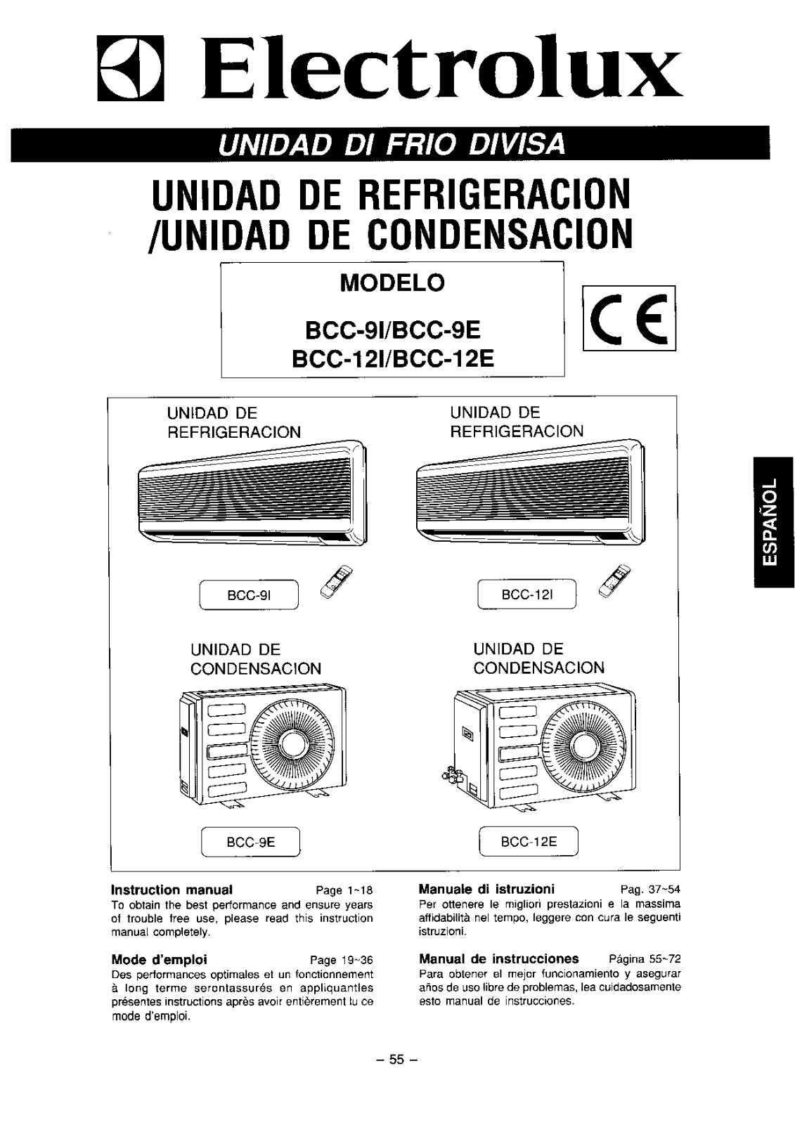 AEG BCC-9I, BCC-9E, BCC-12I, BCC-12E Manual