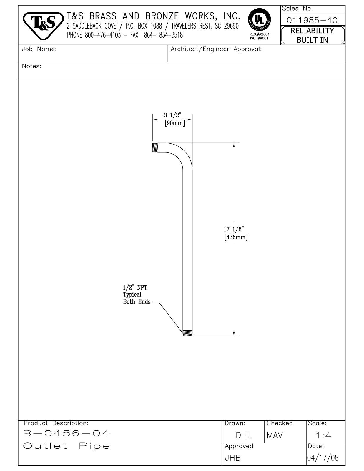 T&S Brass 011985-40 User Manual