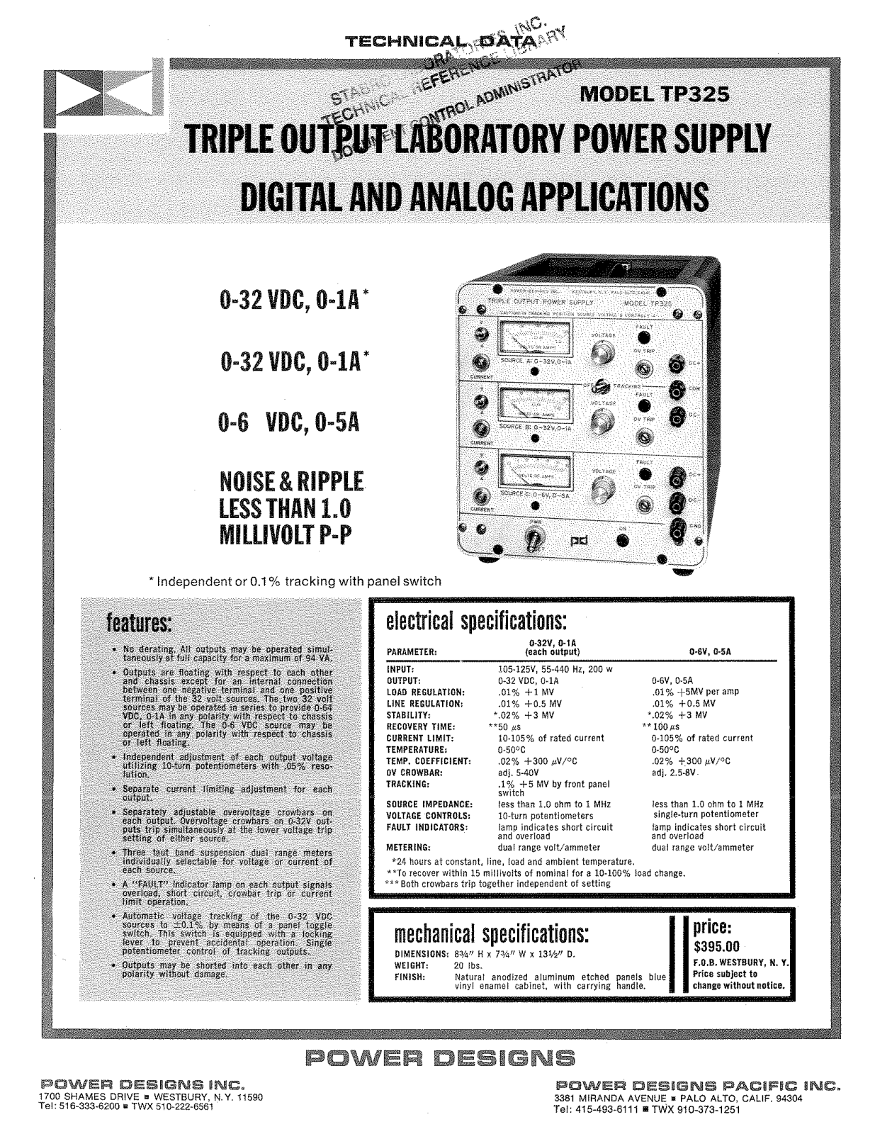 Power Designs TP325 Service Manual