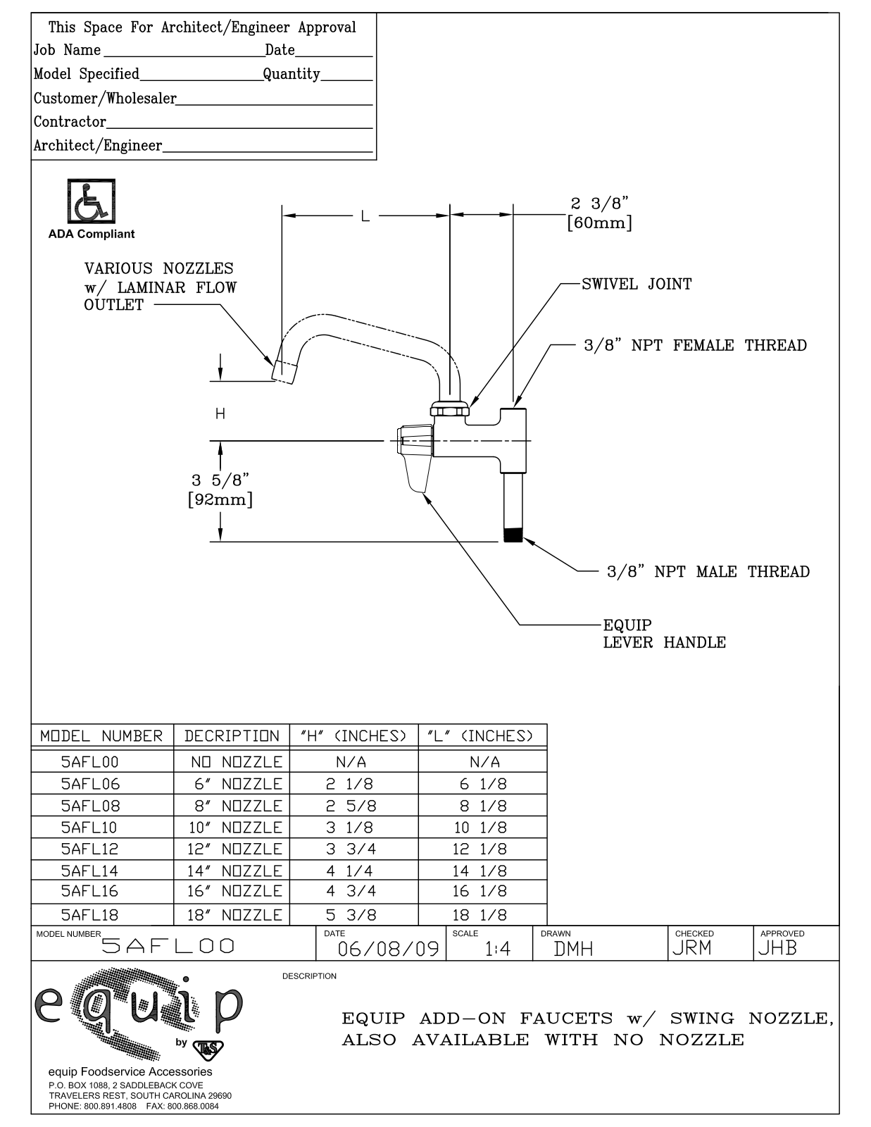 T&S Brass Manuals 5AFL10 User Manual