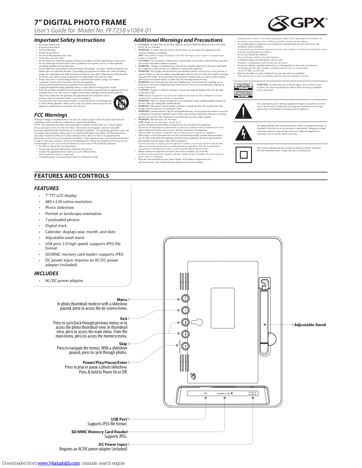 GPX PF725B User Manual