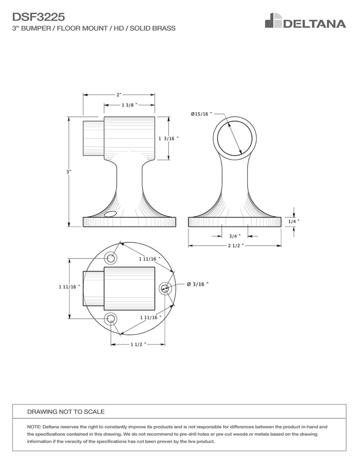 Deltana DLTA2582 Dimensions