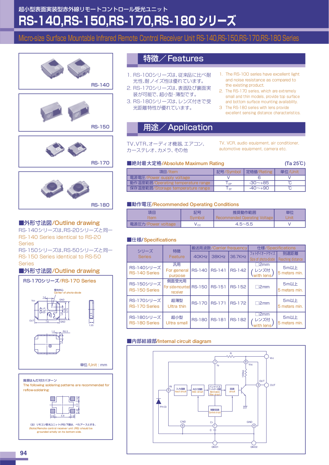 CITIZEN RS-140, RS-141, RS-142, RS-150, RS-151 Datasheet