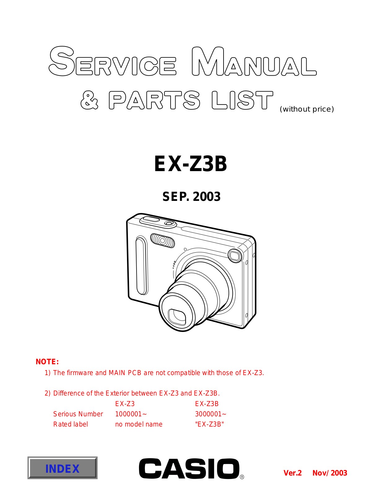 CASIO EX-Z3B Service Manual