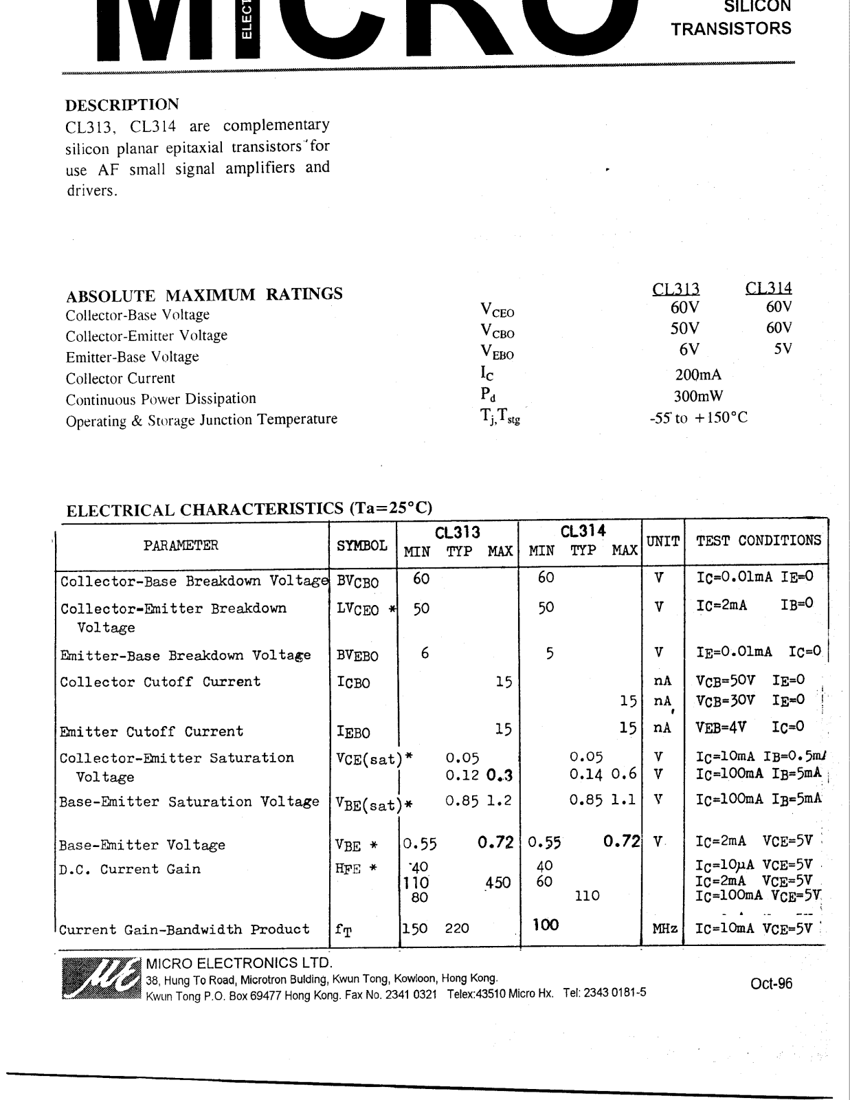 ME CL314, CL313 Datasheet