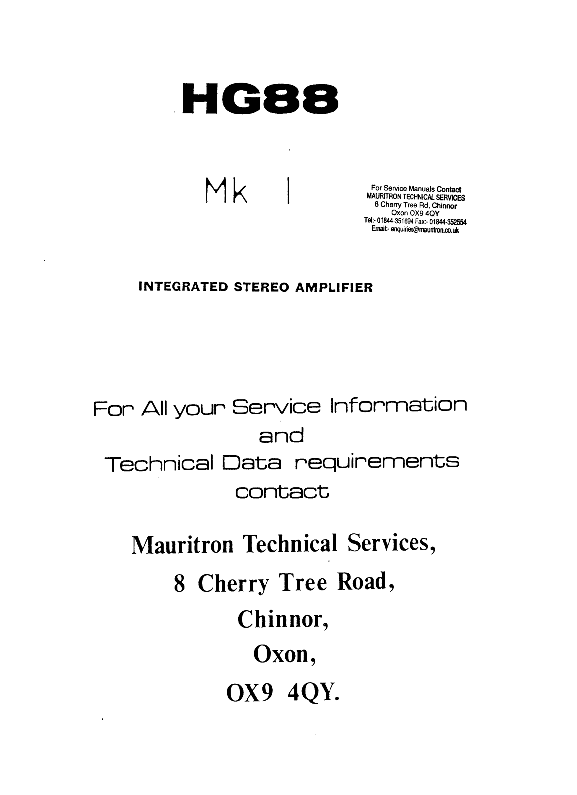 Rogers HG-88 Mk1 Schematic