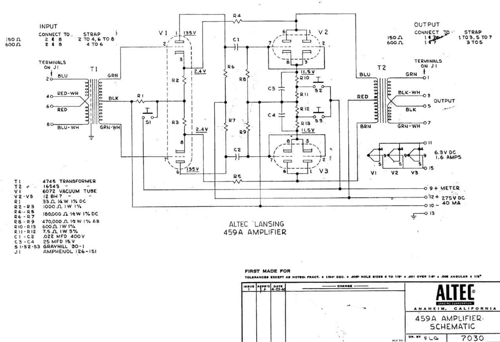 Altec Lansing 459a schematic