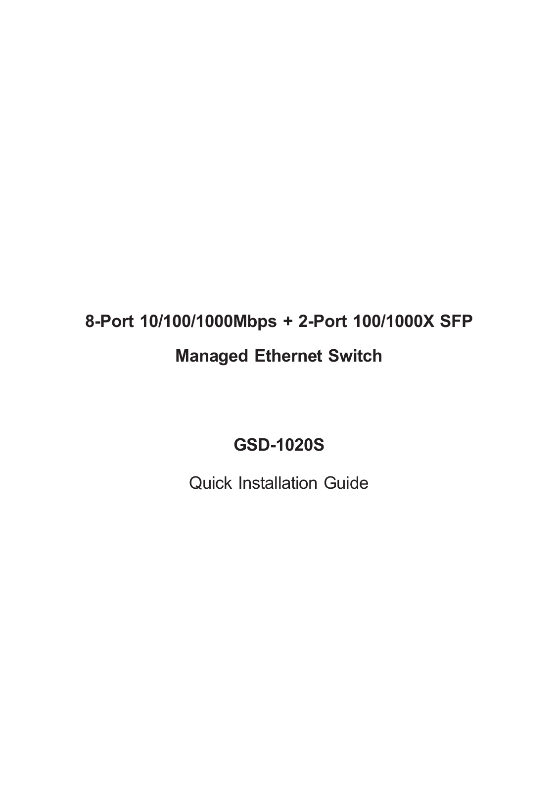 PLANET GSD-1020S User Manual